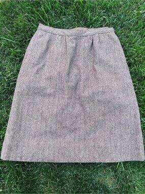Pendleton wool Brown Herringbone Pencil Skirt